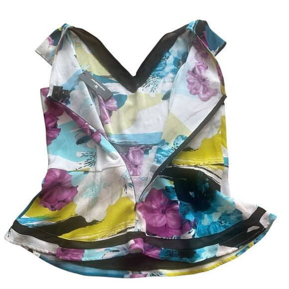 Worthington Floral V-Neck Peplum Blouse Top MT NWT - Picture 12 of 14